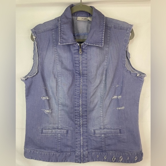 Chicos Platinum distressed vest, a purple/blue color. Casual/cute/feminine! - Picture 1 of 4